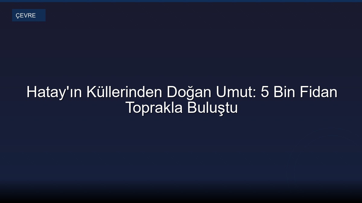 Hatay'ın Küllerinden Doğan Umut: 5 Bin Fidan Toprakla Buluştu